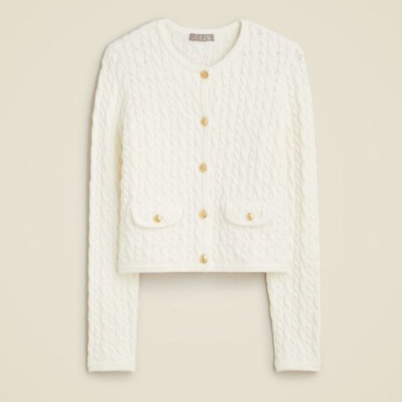 Nwt J Crew Odette cable-knit sweater lady blazer jacket in cotton-blend boucle - Picture 1 of 7